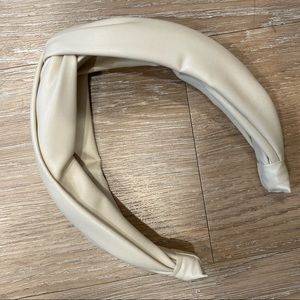 Anthropologie tan faux leather knotted headband